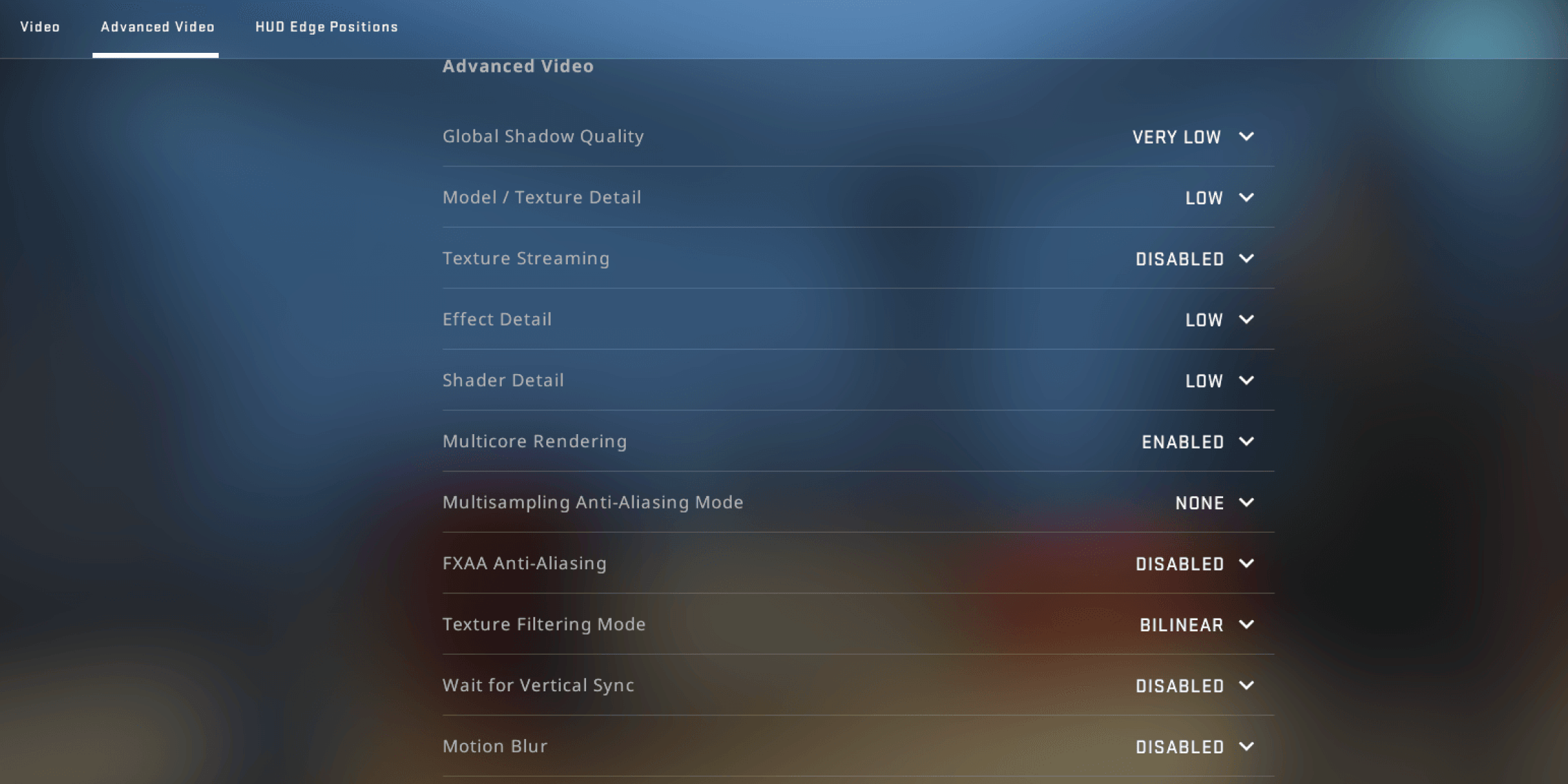 CSGO Advanced Video Settings